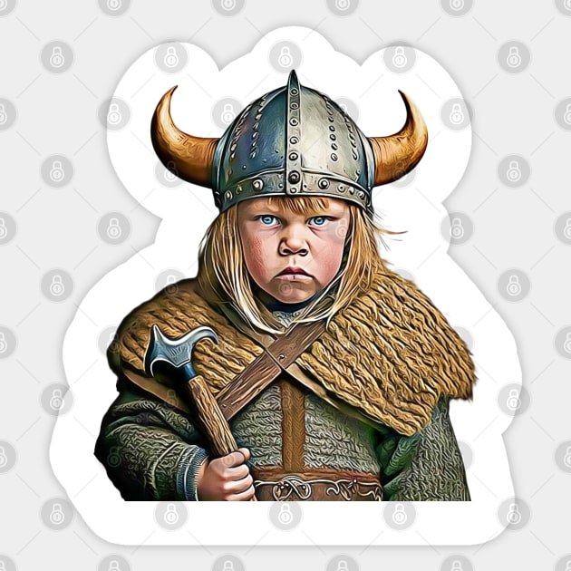 Viking Child Young Viking Warrior Sticker by Unboxed Mind of J.A.Y LLC 